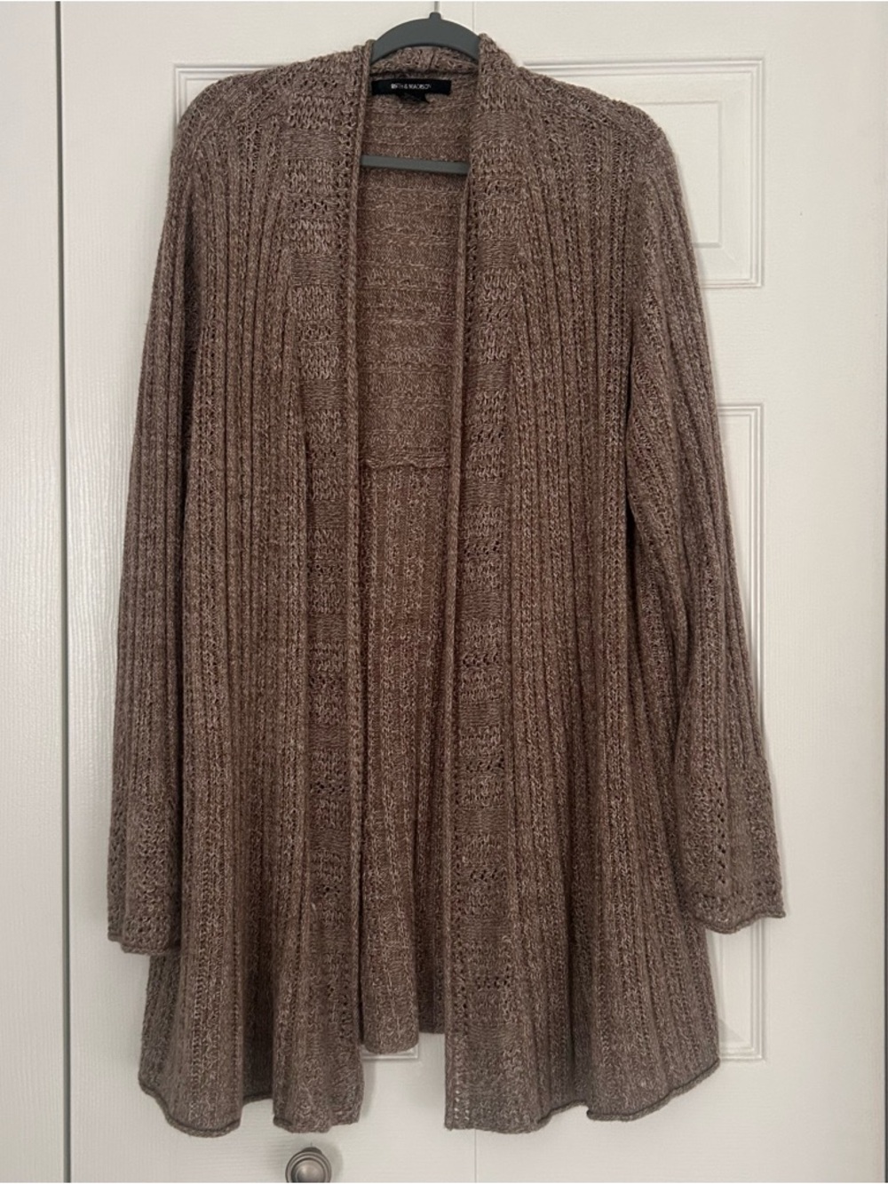 Taupe Knit Open-Front Women's Cardigan